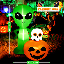 Load image into Gallery viewer, CAMULAND 6.8FT Halloween Inflatable Alien with Pumpkin Decorations Halloween Inflatable Blow Up Decor with Built-in LED Lights Outdoor Inflatable Decoration for Garden, Lawn, Yard
