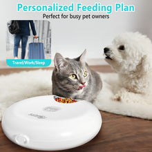 Load image into Gallery viewer, Ownpets 6 Meals Cordless Rechargeable Battery Automatic Cat Feeder for Wet/Dry Food with 2 Ice Packs for Cats/Small Dogs
