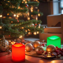 Load image into Gallery viewer, Flameless Votive Candles, IMAGE RGB &amp; White Light LED Candles, Battery Operated, 270 Hours Long Lasting Flickering Tea Lights, Remote Timer for Christmas Halloween Decor, 1.5 x 2 Inch, 12 Pack
