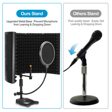 Load image into Gallery viewer, HAKUTA Microphone Isolation Shield with Stand and Pop Filter, High-Density Absorbent Foam to Filter Vocal for Studio, Broadcasting
