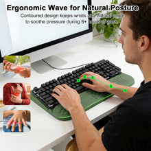 Load image into Gallery viewer, LIMOUS Green Keyboard Wrist Rest with Keyboard Stand for Desk, Ergonomic Wave Wrist Pad for Computer Keyboard, 2-Angle Adjustable Keyboard Riser with Storage Box, Memory Foam Palm Rest for Office &amp; Gaming, 17.3"
