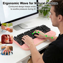 Load image into Gallery viewer, LIMOUS Pink Keyboard Wrist Rest with Keyboard Stand for Desk, Ergonomic Wave Wrist Pad for Computer Keyboard, 2-Angle Adjustable Keyboard Riser with Storage Box, Memory Foam Palm Rest for Office &amp; Gaming, 17.3"
