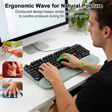 Load image into Gallery viewer, LIMOUS Grey Keyboard Wrist Rest with Keyboard Stand for Desk, Ergonomic Wave Wrist Pad for Computer Keyboard, 2-Angle Adjustable Keyboard Riser with Storage Box, Memory Foam Palm Rest for Office &amp; Gaming, 17.3"
