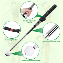 Load image into Gallery viewer, WELSPO Retractable Golf Swing Trainer Aid with Arm Band,  Rhythm Click Sound, Warm-Up and Grip Trainer, for Indoor and Outdoor Practice, Left-Handed Golf Club for Improve Chipping and Hitting Strength
