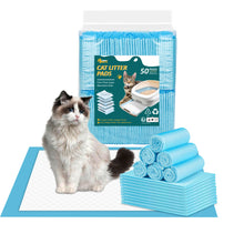 Load image into Gallery viewer, 50Pcs Super Absorbent Cat Litter Mat with 6-Layer Leak-Proof Design, Disposable for Easy Cleanup, Multi-Purpose Use, Ultra-Thick 20g Per Mat, Various Packaging Options Available

