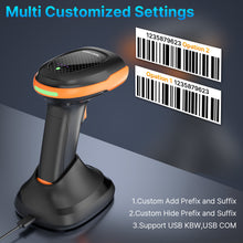Load image into Gallery viewer, Bluetooth &amp; 2.4GHz Wireless Barcode Scanner with Battery Indicator, Replaceable Battery, 2D/1D QR Code Reader
