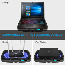 Load image into Gallery viewer, AGPTEK Gaming Laptop Cooling Pad Notebook Holder Compatible up to 17” Laptops/PS4/Router - Blue LED
