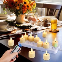 Load image into Gallery viewer, IMAGE 12Pcs Flameless Candles with Remote Control Timer &amp; Charging Base, Rechargeable Battery LED Tea Lights Candles Small Votive for Mantle Weddings Christmas Decorative Fall Table Centerpieces, 1.53" x 2.17"
