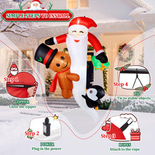 Load image into Gallery viewer, CAMULAND 8 FT Hanging Christmas Inflatable Outdoor Decorations Hanging Santa Built-in Bright LEDs, Climbing Santa Claus with Gift Bag Santa Blow Up Christmas  for Windows Eaves Roofs Decor
