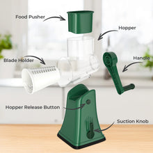 Load image into Gallery viewer, Multifunctional Cheese Grater 5-in-1 Stainless Steel Blade Set for Slicing, Shredding, and Grinding with an Enlarged Feeding Port
