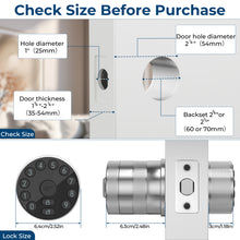 Load image into Gallery viewer, Keypad Door Knob Lock, Electronic Door Handle with Keypad and Key, Automatic Locking, User Managed, 100 Codes, For Office, Warehouse, Bedroom, Garage, Silver
