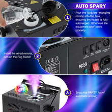Load image into Gallery viewer, Hakuta 1500W Vertical Fog Machine with 18 LED Lights, Disco Ball with dry burn protection, for Halloween, Wedding, Disco Club, Christmas ,Party, DJ Performance
