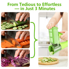 Load image into Gallery viewer, FITNATE Electric Vegetable Slicer Handheld Cordless Salad Shooter One-Touch Easy Control Rotary Grater &amp; Shredder, 4 Blades, Dual Storage Cups, Upgraded Safety Protection, Green
