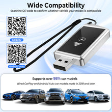 Load image into Gallery viewer, WELSPO Wireless CarPlay Adapter &amp; Android Auto Wireless Adapter, 2-in-1 CarPlay Wireless Adapter for iPhone and Android Phones, Plug &amp; Play Wireless CarPlay Adapter with Lanyard, Compatible with 2018+ Cars with Wired CarPlay/Android Auto
