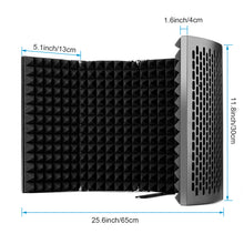 Load image into Gallery viewer, HAKUTA Microphone Isolation Shield with Stand and Pop Filter, High-Density Absorbent Foam to Filter Vocal for Studio, Broadcasting
