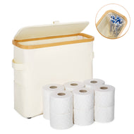 Vicyak Toilet Paper Organizer Basket, Toilet Paper Storage Can 12 Regular Rolls or 9 Mega Rolls, Paper Basket with Lid and Handle, Toilet Paper Holder Basket with Pulley, Toilet Paper Basket, Size L