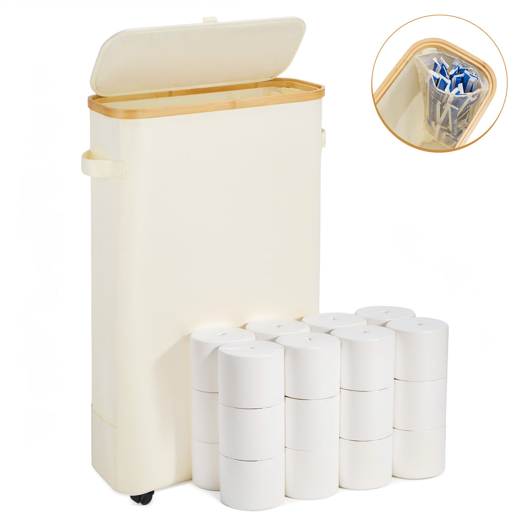 Vicyak 52L Extra Large Toilet Paper Organizer Basket, Toilet Paper Storage Can 24 Regular Rolls or 18 Mega Rolls, Paper Basket with Lid and Handle, Toilet Paper Holder Basket with Pulley, Toilet Paper Basket, Size XL