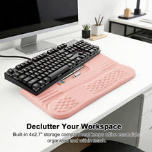 Load image into Gallery viewer, LIMOUS Pink Keyboard Wrist Rest with Keyboard Stand for Desk, Ergonomic Wave Wrist Pad for Computer Keyboard, 2-Angle Adjustable Keyboard Riser with Storage Box, Memory Foam Palm Rest for Office &amp; Gaming, 17.3"
