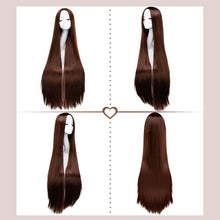 Load image into Gallery viewer, AGPtEK 40&quot; Straight Long Wig Synthetic Wig Part in the Middle Anime Costume for Party, Cosplay, Daily-Use and Festivals, Dark Brown
