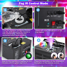 Load image into Gallery viewer, Hakuta 1500W Vertical Fog Machine with 18 LED Lights, Disco Ball with dry burn protection, for Halloween, Wedding, Disco Club, Christmas ,Party, DJ Performance
