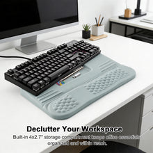 Load image into Gallery viewer, LIMOUS Grey Keyboard Wrist Rest with Keyboard Stand for Desk, Ergonomic Wave Wrist Pad for Computer Keyboard, 2-Angle Adjustable Keyboard Riser with Storage Box, Memory Foam Palm Rest for Office &amp; Gaming, 17.3"
