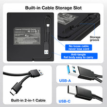 Load image into Gallery viewer, AGPTEK External USB 3.0 CD DVD Drive External CD DVD +/-RW Drive for Laptop Mac PC with 2-in-1 USB-A USB-C Cable, Plug and Play, Supports CD/DVD Read Write, Compact Portable Design
