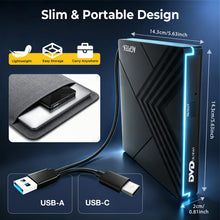Load image into Gallery viewer, External CD DVD Drive with RGB Light, USB 3.0 Type-C Portable CD DVD Burner Reader Writer, External Optical Disc Drive for Laptop Desktop PC MacBook Windows Mac OS, USB-A &amp; USB-C Cable Included
