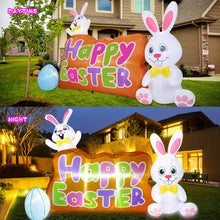 Load image into Gallery viewer, Camuland 7.74FT Easter Inflatable Bunny Outdoor Decorations with Built in LED Lights Blow up Bunny Easter Egg for Yard Lawn Garden Home Decor
