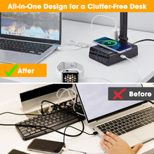 Load image into Gallery viewer, IMAGE LED Desk Lamp with Wireless Charging, Adjustable Brightness &amp; Foldable Design, Touch Control, USB Charging Port, Dual Alarm Clock and Time Display – Multi-Function Table Lamp for Home, Office, Dorm, or Bedside
