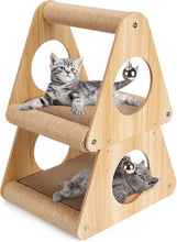 Load image into Gallery viewer, Ownpets Cat Scratcher Cat House, 2 in 1 Cat Scratching Post, Double Layer Triangular Shape Cat Scratching Board with Ball Toys for Indoor
