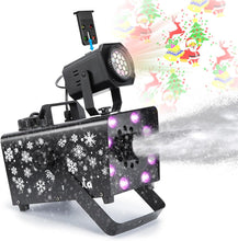 Load image into Gallery viewer, Hakuta Upgraded 800W Snow Machine with 8 LED RGB Lights 900ml Large Capacity Tank,with LED Projection, 2 Wireless Remotes,for Christmas, Halloween, Parties, Wedding and DJ Stage
