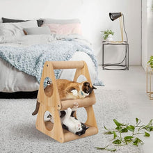 Load image into Gallery viewer, Ownpets Cat Scratcher Cat House, 2 in 1 Cat Scratching Post, Double Layer Triangular Shape Cat Scratching Board with Ball Toys for Indoor
