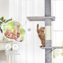 Load image into Gallery viewer, Ownpets Floor to Ceiling Cat Tree 6 Tiers Cat Tower Fit for 7-9 Feet Ceiling with Cat Condo and Sisal Post Scratcher for Indoor Grey Adjustable Height [90-108Inches=229-275cm]
