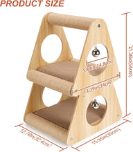 Load image into Gallery viewer, Ownpets Cat Scratcher Cat House, 2 in 1 Cat Scratching Post, Double Layer Triangular Shape Cat Scratching Board with Ball Toys for Indoor
