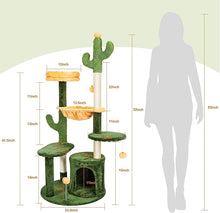Load image into Gallery viewer, Ownpets 52” Tall Cactus Cat Tree Large Multi-Level Cute Cat Tower with Padded Top Perch for Indoor Cats
