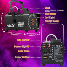 Load image into Gallery viewer, Hakuta Fog Machine, 2300 CFM Spray Automatic Smoke Machine with Racing, Jumping, Fading, Flashing LED Modes 18 Colorful LED Lights,for Halloween, Christmas, Wedding and Parties

