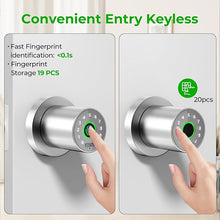 Load image into Gallery viewer, FITNATE Fingerprint Door Knob with Keypad, Keyless Smart Door Knob with App Control, Biometric Door Lock for Bedroom, Apartment, Hotel, Office, Silver
