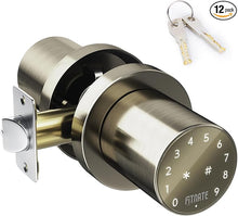 Load image into Gallery viewer, FITNATE Keypad Door Knob,Touchscreen Keyless Entry Door Lock, Electronic Door Knob with Keypad, Auto Lock, Anti-peep Password for Bedroom Home Office Garage, Bronze Gold
