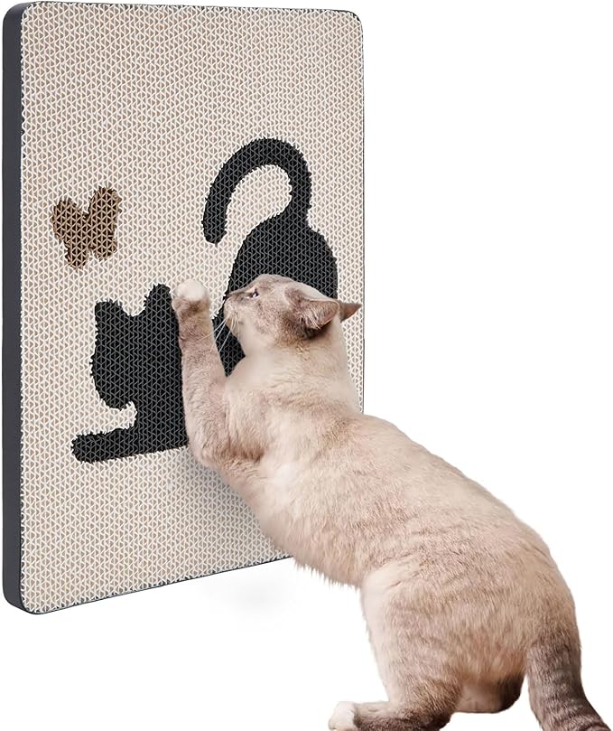 Ownpets Wall Cat Scratcher, Vertical Cat Scratching Board, Wall Mounted Cat Scratch Pad for Wall, Glass, Wood, and Tile
