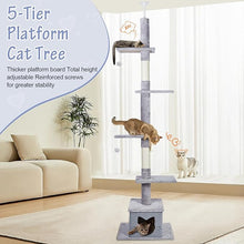 Load image into Gallery viewer, Ownpets Floor to Ceiling Cat Tree 6 Tiers Cat Tower Fit for 7-9 Feet Ceiling with Cat Condo and Sisal Post Scratcher for Indoor Grey Adjustable Height [90-108Inches=229-275cm]

