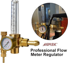 Load image into Gallery viewer, AGPTEK Mig/Tig Flow Meter Regulator, CO2 Argon Pressure Reducer Gauge Weld Flowmeter 10 to 60 cfh Full Copper

