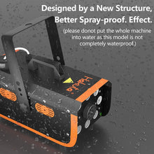 Load image into Gallery viewer, HAKUTA Light Rain and Splash Proof Fog Machine, 500W Smoke Machine with 2300 CFM Output of Fog &amp; 2 Remotes, 8 LED Lights with 4 Light Effects for Outdoor Music Festival Pool Party Wedding DJ Stage
