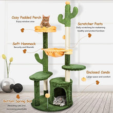 Load image into Gallery viewer, Ownpets 52” Tall Cactus Cat Tree Large Multi-Level Cute Cat Tower with Padded Top Perch for Indoor Cats
