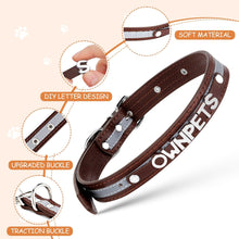 Load image into Gallery viewer, Ownpets Microfiber Leather Personalized Dog Collar for Large and Extra Large Dogs Adjustable Soft Custom Name Pet Collars, Brown, Size XL
