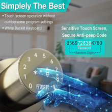 Load image into Gallery viewer, FITNATE Keypad Door Knob,Touchscreen Keyless Entry Door Lock, Electronic Door Knob with Keypad, Auto Lock, Anti-peep Password for Bedroom Home Office Garage, Bronze Gold
