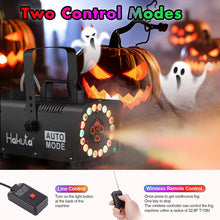 Load image into Gallery viewer, Hakuta Fog Machine, 2300 CFM Spray Automatic Smoke Machine with Racing, Jumping, Fading, Flashing LED Modes 18 Colorful LED Lights,for Halloween, Christmas, Wedding and Parties

