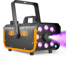 Load image into Gallery viewer, HAKUTA Light Rain and Splash Proof Fog Machine, 500W Smoke Machine with 2300 CFM Output of Fog &amp; 2 Remotes, 8 LED Lights with 4 Light Effects for Outdoor Music Festival Pool Party Wedding DJ Stage
