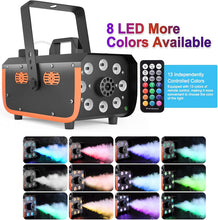 Load image into Gallery viewer, HAKUTA Light Rain and Splash Proof Fog Machine, 500W Smoke Machine with 2300 CFM Output of Fog &amp; 2 Remotes, 8 LED Lights with 4 Light Effects for Outdoor Music Festival Pool Party Wedding DJ Stage
