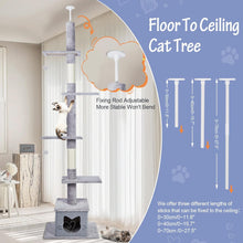 Load image into Gallery viewer, Ownpets Floor to Ceiling Cat Tree 6 Tiers Cat Tower Fit for 7-9 Feet Ceiling with Cat Condo and Sisal Post Scratcher for Indoor Grey Adjustable Height [90-108Inches=229-275cm]
