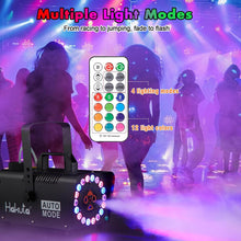 Load image into Gallery viewer, Hakuta Fog Machine, 2300 CFM Spray Automatic Smoke Machine with Racing, Jumping, Fading, Flashing LED Modes 18 Colorful LED Lights,for Halloween, Christmas, Wedding and Parties
